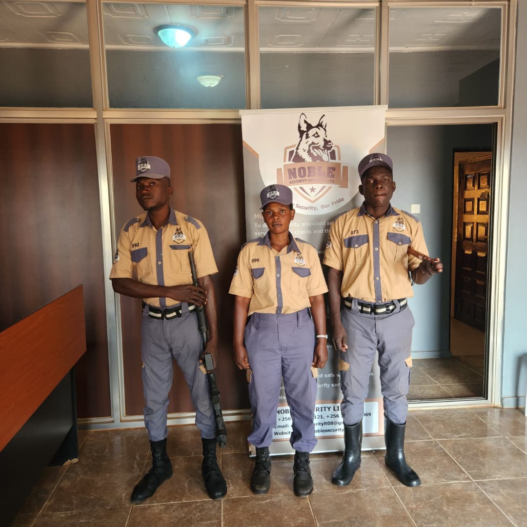 Noble Security officers photographed at the company office